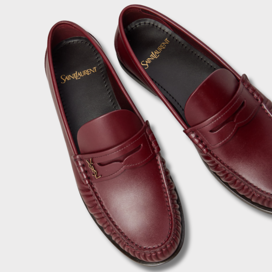 Saint Laurent Penny Loafers Burgundy